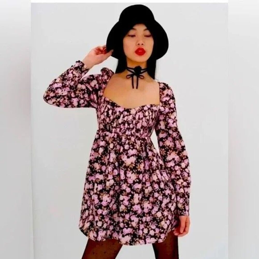 NWT For Love & Lemons KateโLong Sleeve Floral Mini Dress Size Small